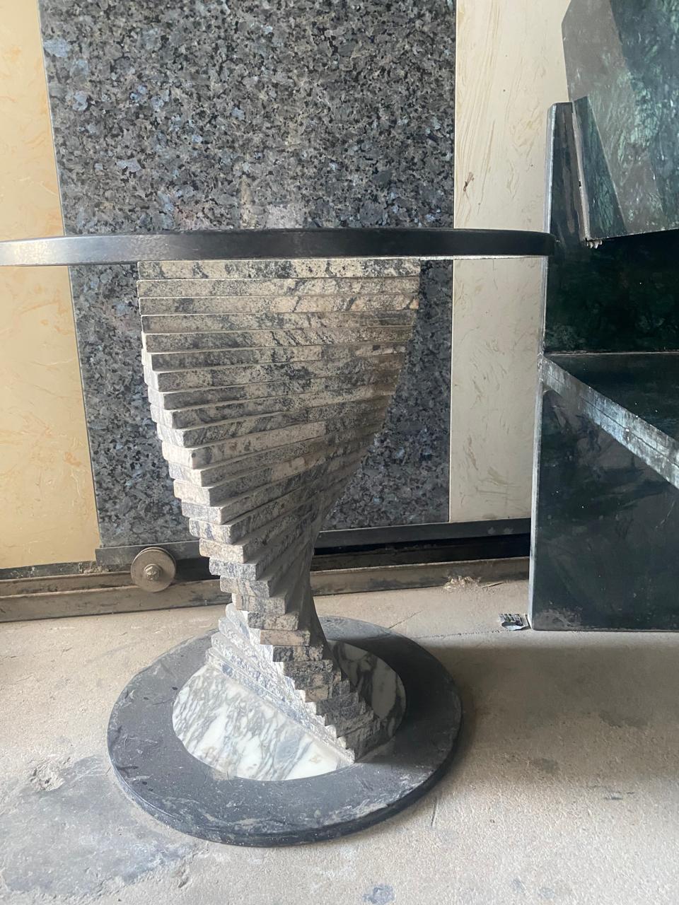 Marble spiral staircase sculpture Al-Hamd showroom