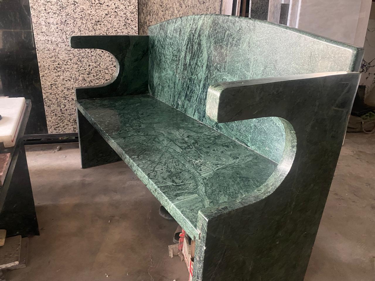 Handcrafted green marble sofa bench Al-Hamd Granite Karachi
